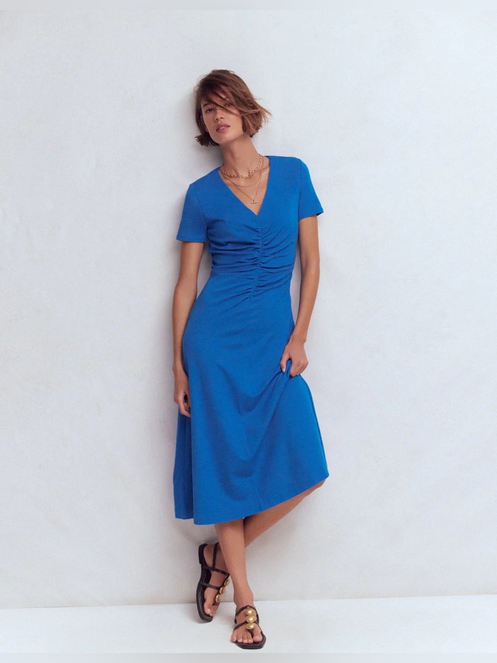 Boden Una Ruched Front Ponte Dress-Kingfisher Blue 🐟 💙